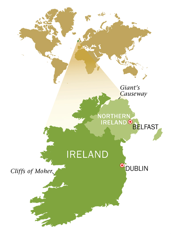 Mapa ti Republic of Ireland ken Northern Ireland
