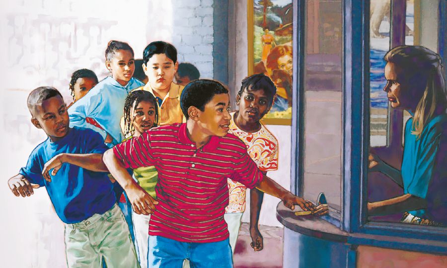 Idurduron ti maysa nga ubing ti padana nga ubing tapno makauna iti pila