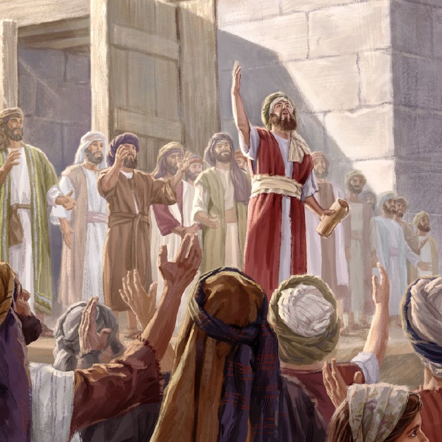 Ni Esdras ken ti dadduma a lallaki a mangisursuro iti linteg ni Jehova kadagiti tattao.