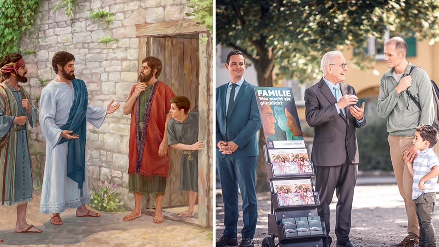 Kaskasabaan ni Jesus ti maysa a lalaki ken ti anakna; kaskasabaan ti nataenganen a brother ti maysa a lalaki ken ti anakna iti sango ti public witnessing cart