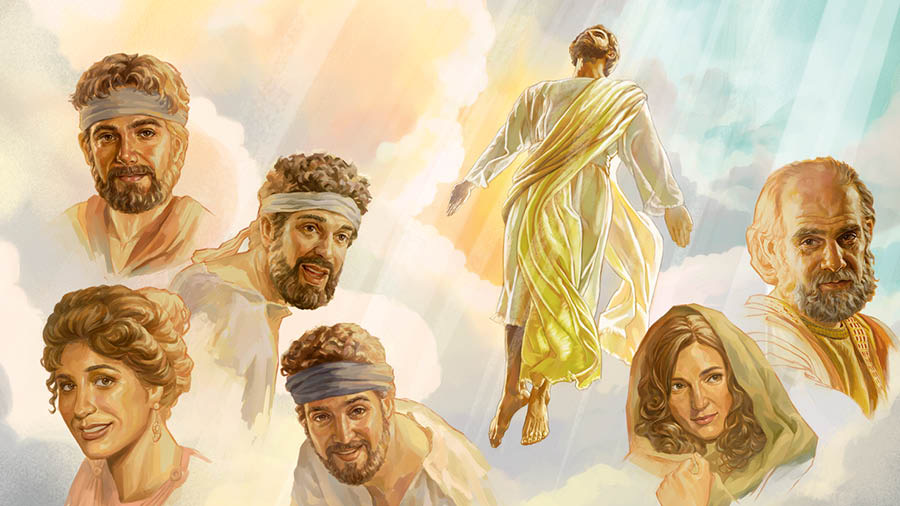 Ni Jesus nga umul-uli idiay langit. Adda iti aglawlawna ti dadduma a nagkauna a Kristiano.