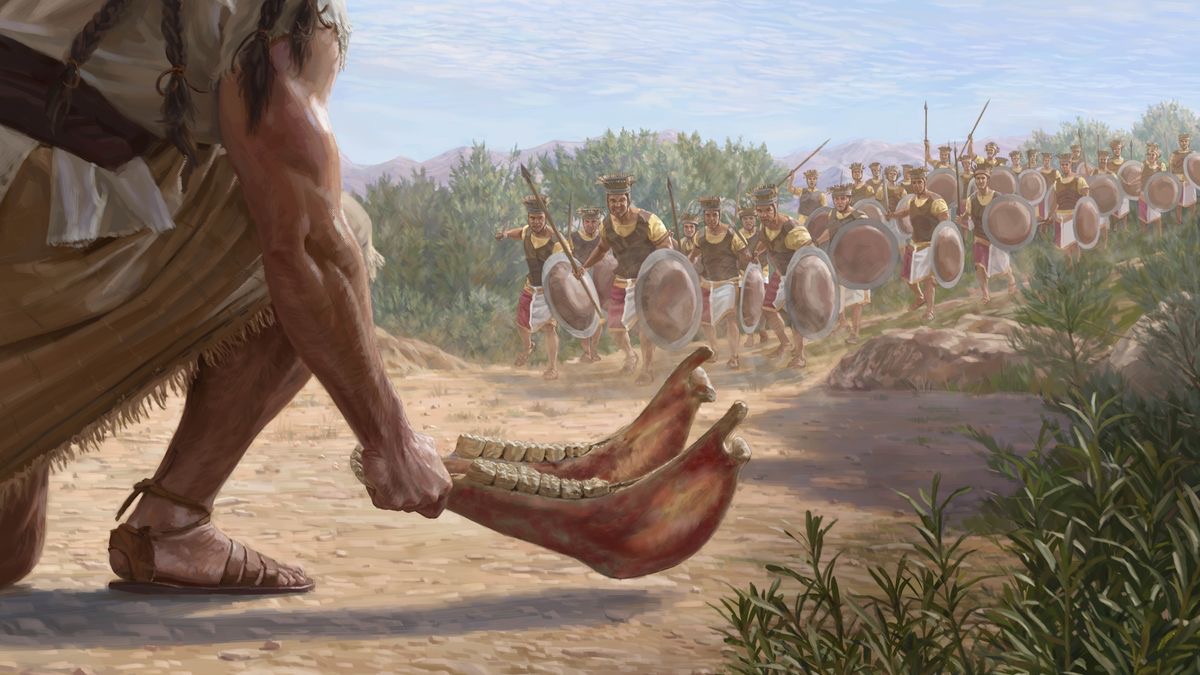 Ni Samson a mangpidpidut iti panga ti asno bayat nga as-asitgan ti armada dagiti Filisteo.