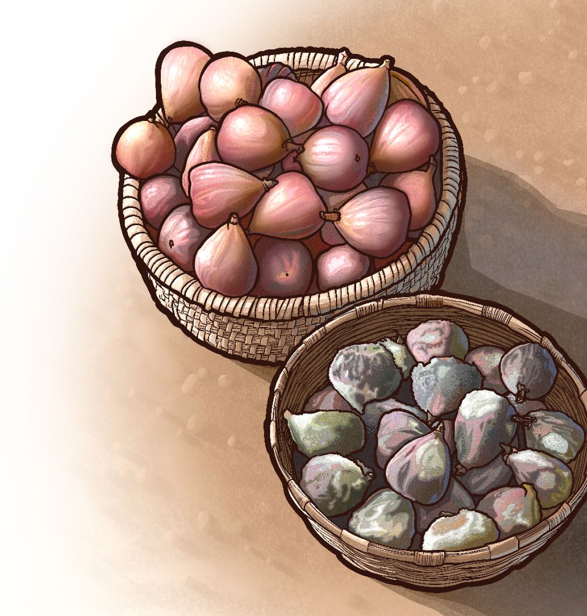 Sekeranjang buah ara yang baik dan sekeranjang buah ara yang jelek