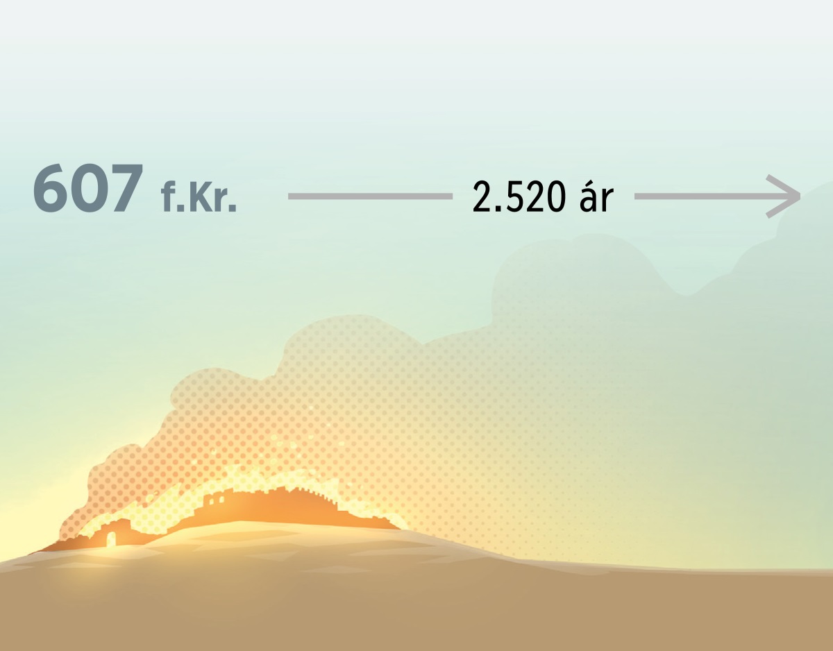 Eldur eyðir Jerúsalem til forna árið 607 f.Kr. Síðan líða 2.520 ár.