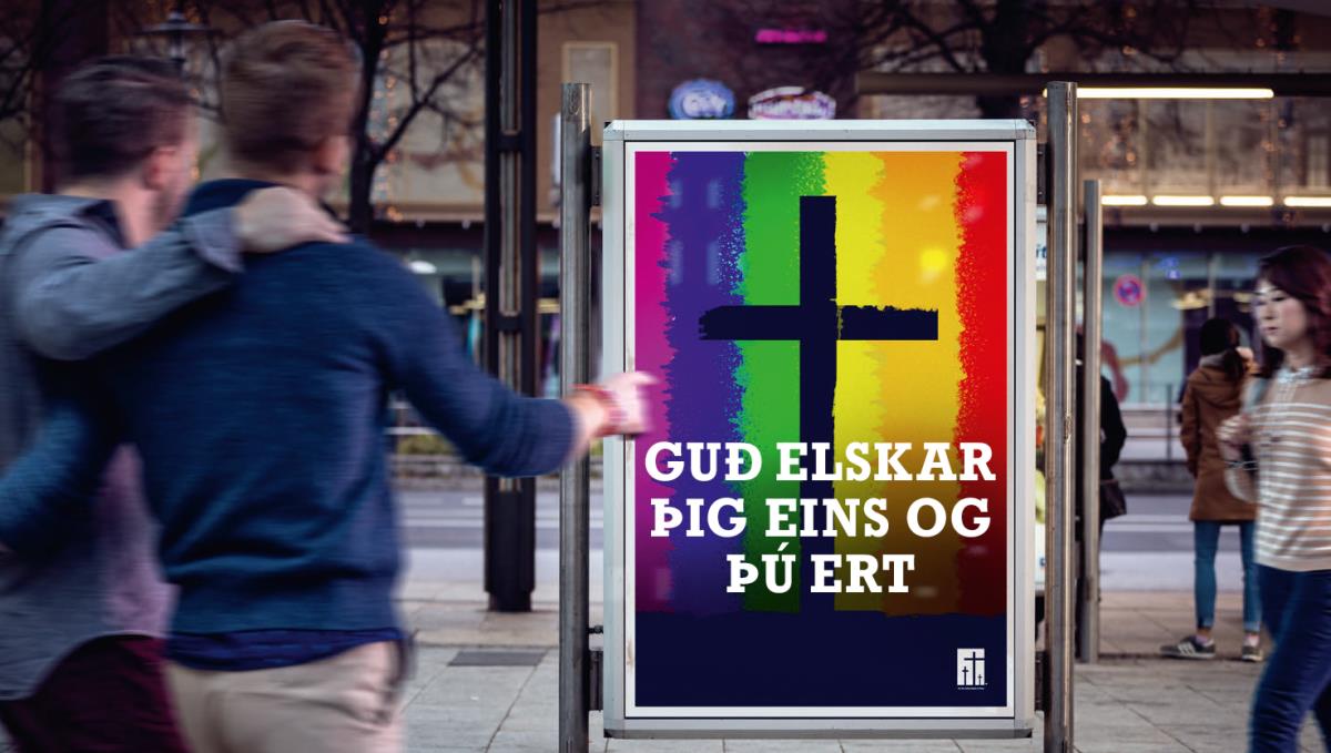 Auglýsing frá trúfélagi sem er umburðarlynt gagnvart samkynhneigð
