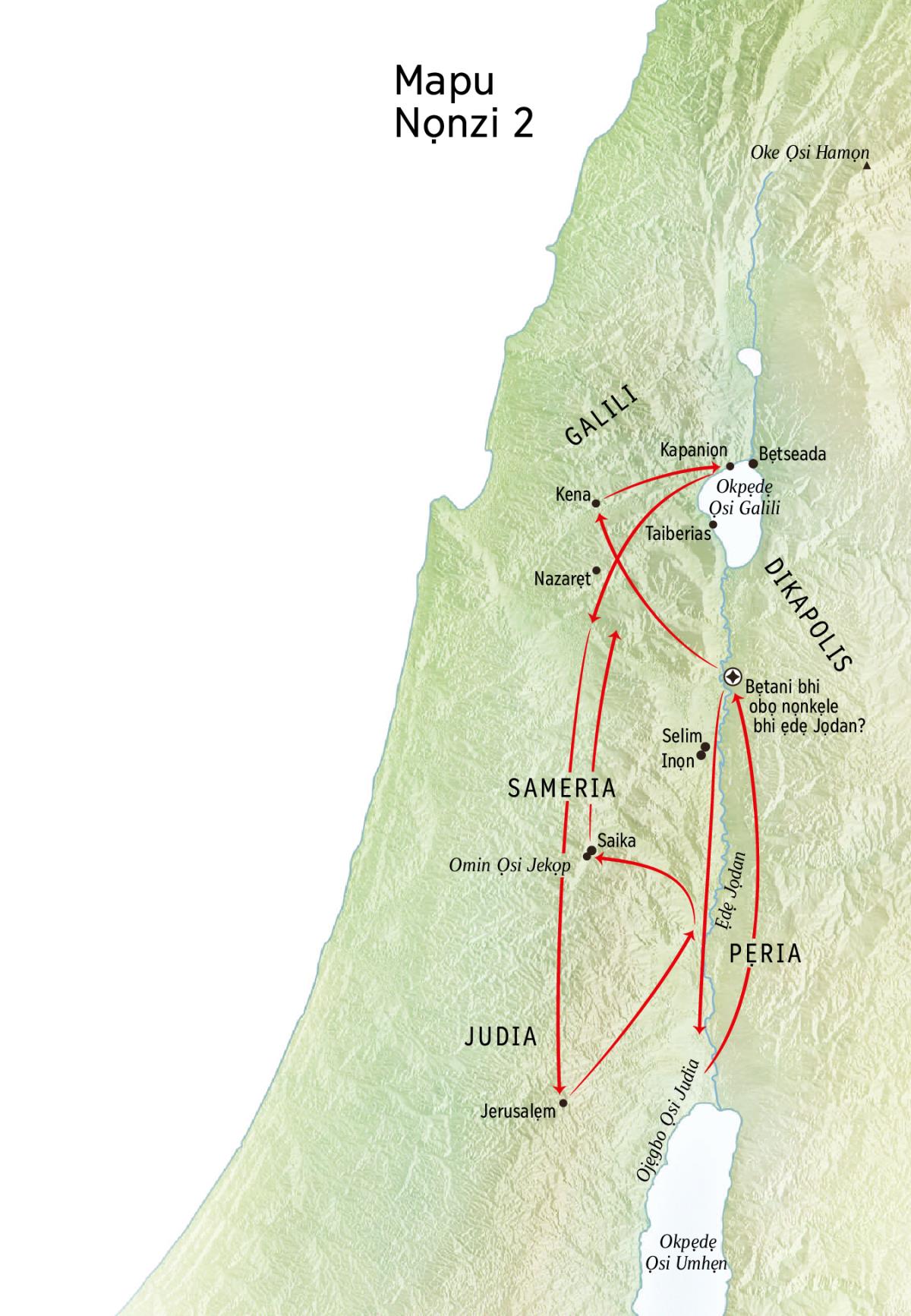 Mapu nọn rẹman ije kẹkẹ nin Jesu sẹle. Ẹdẹ Jọdan bi Judia deba eji ọle sẹle
