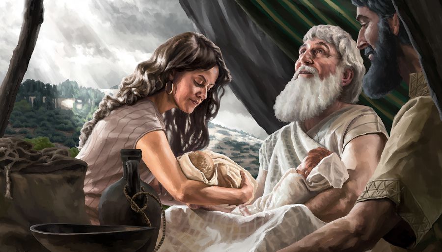 Abraham avọ Isaac, Rebeka, gbe emọ-iruọmọ riẹ, Esọ avọ Jekọp