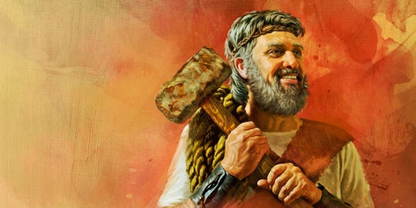 Noè con un arnese per costruire l’arca