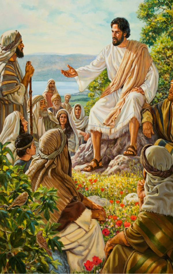 Folla che ascolta Gesù pronunciare il Sermone del Monte