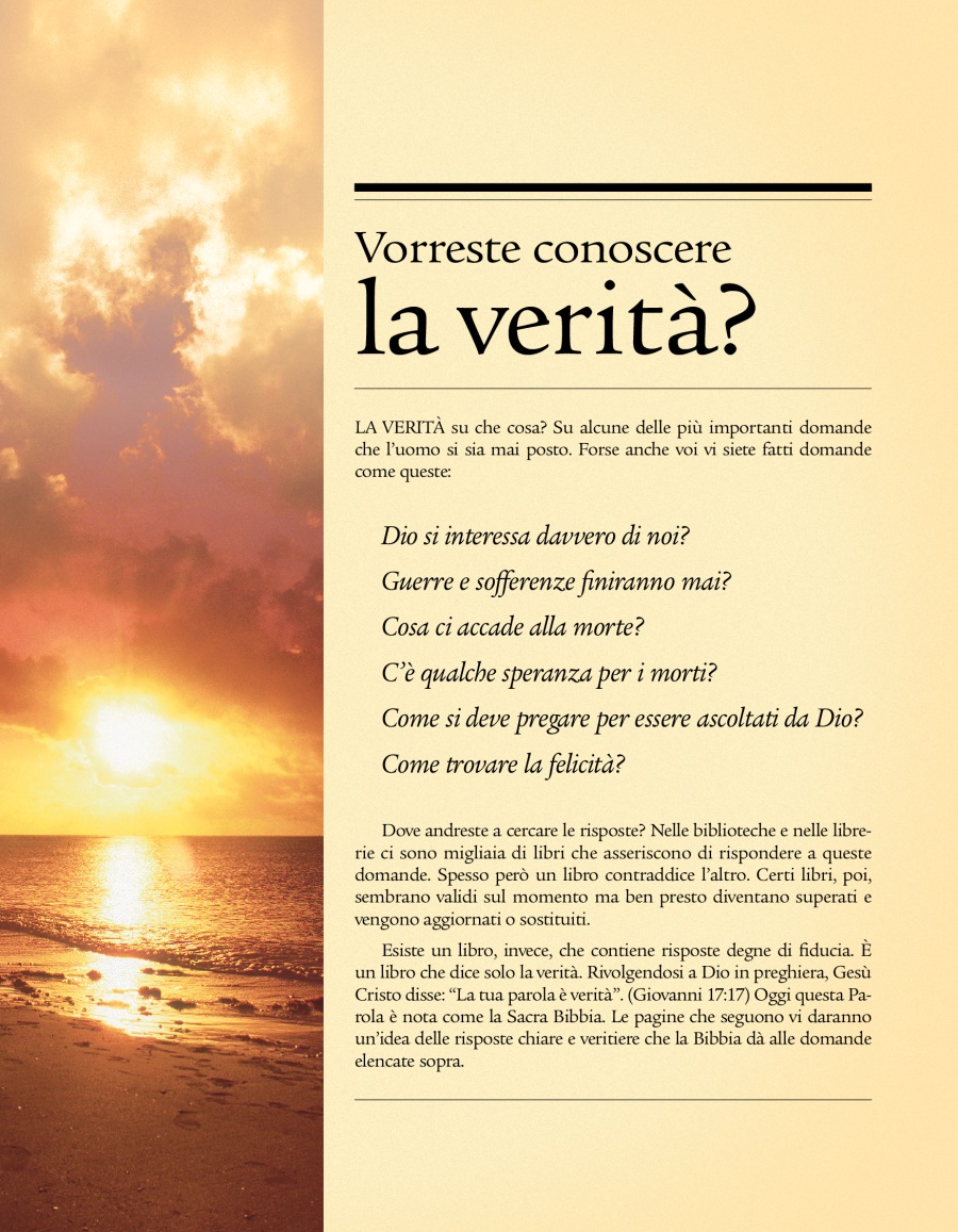 Prima facciata del volantino Vorreste conoscere la verità?