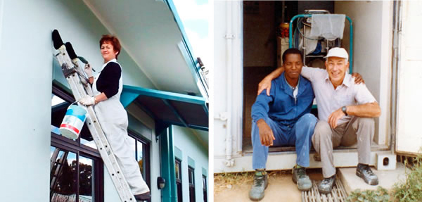 David e Gwen Cartwright lavorano a un progetto di costruzione in Zimbabwe