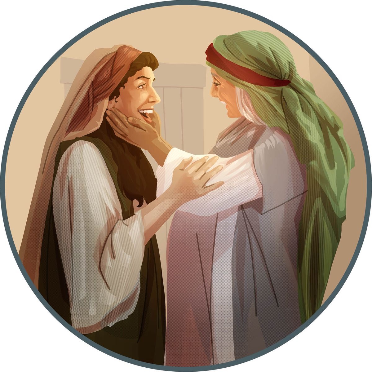 Elisabet saluda con cariño a María.