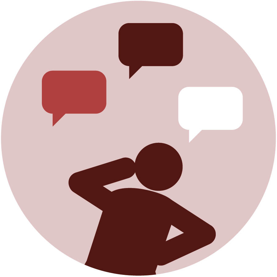 ある人が，見聞きしたことについて考えている。