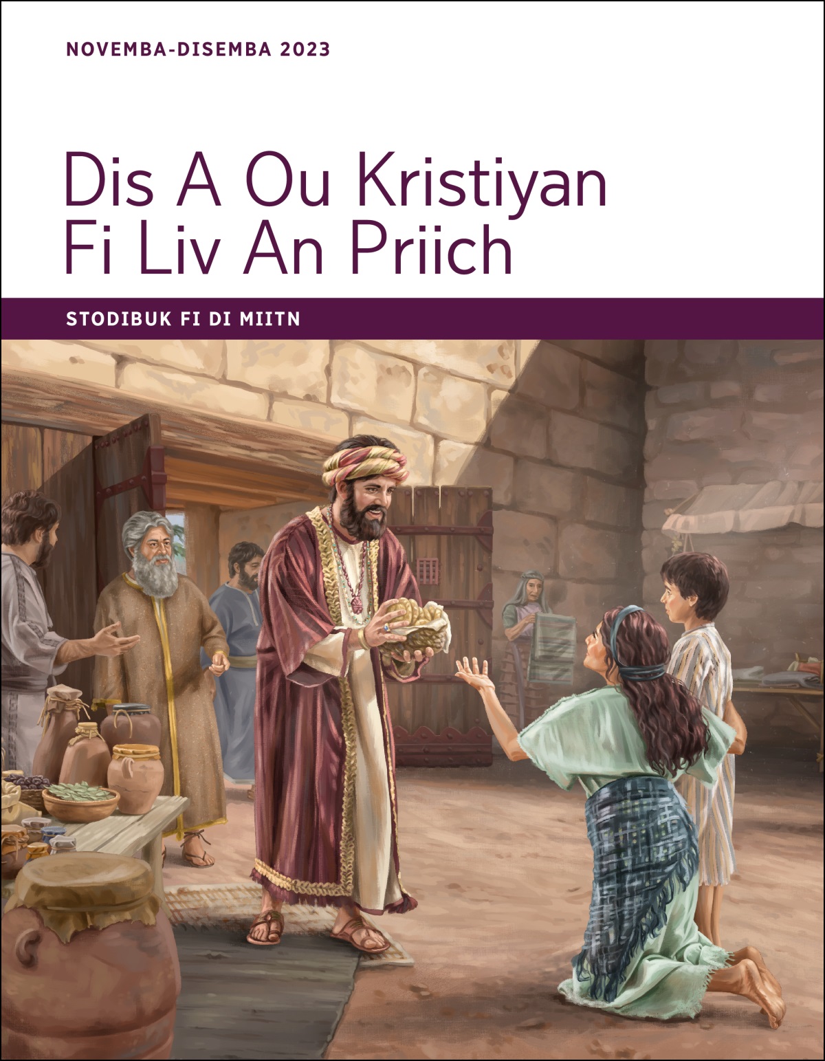 Juob a gi wan uman an ar bwai pikni som fuud fi nyam.