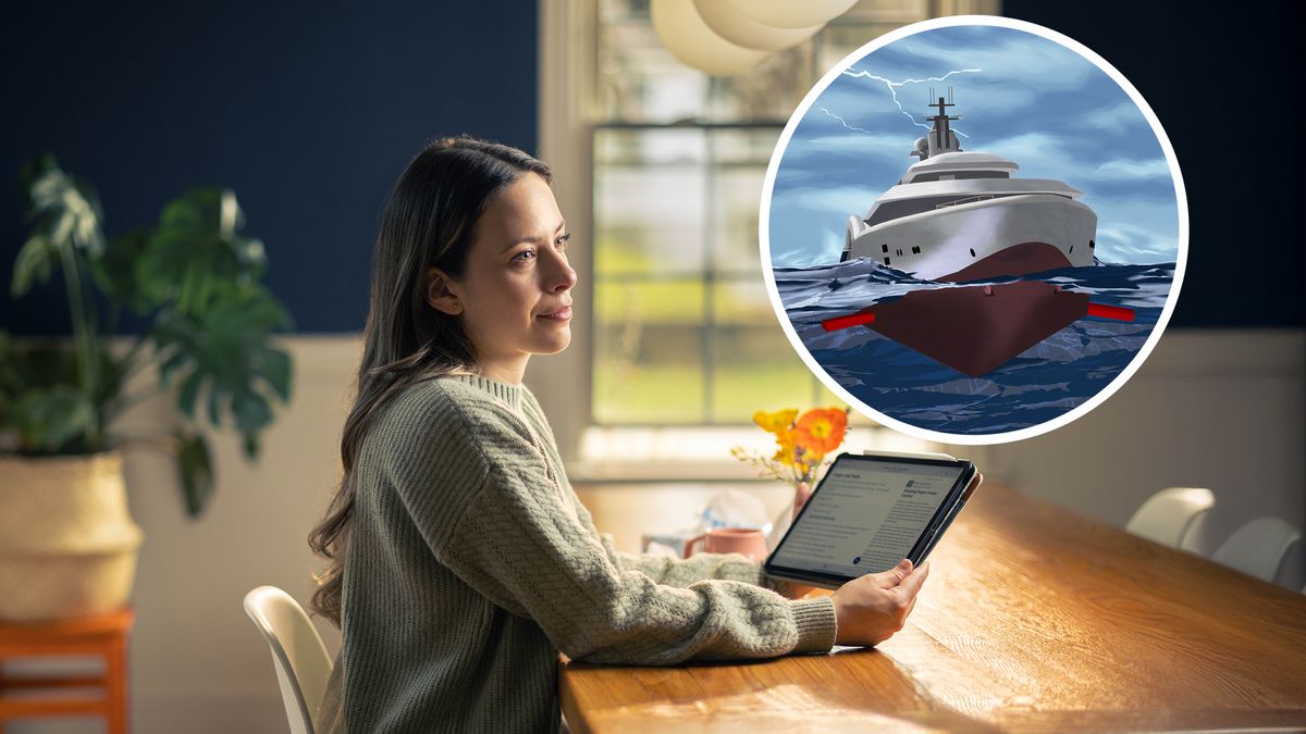 Wan sista a yuuz ar tablit fi stodi an a tingk bout sitn we shi riid. Wan likl picha de de wid wan ship wid di sitn dem anda it we elp it fi kip stedi iina wan staam.