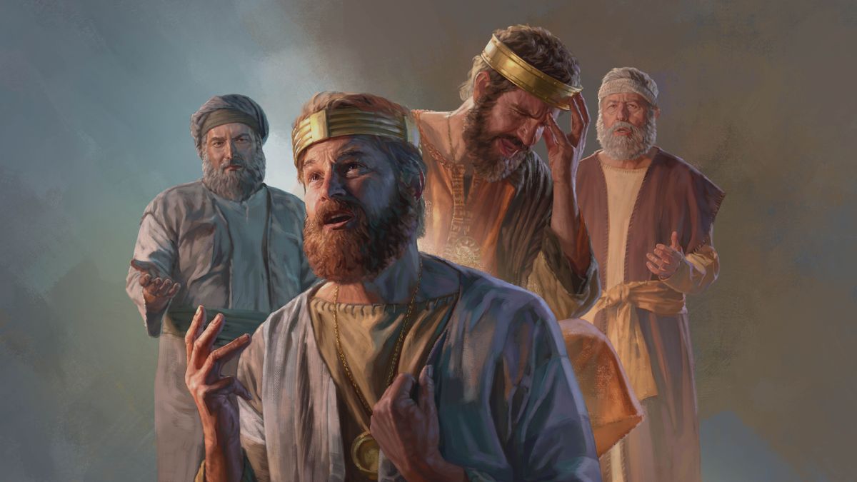 Som picha: 1. King Dievid a luk op iina evn wen Nietan a taak tu im an a shuo se im did sari fi di rang sitn dem we im did du. 2. King Ezikaiya uol dong im ed an im sad wen Aizaiya did a taak tu im.