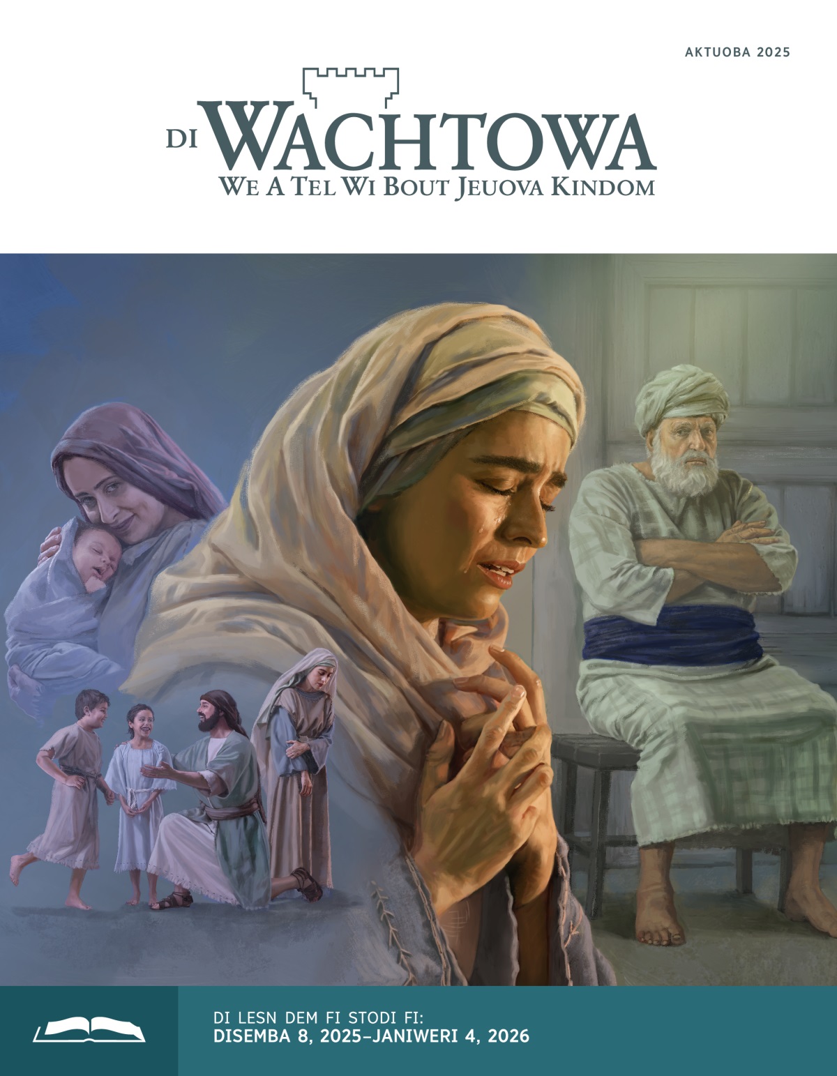 Som picha: 1. Ana ton we ar fies an a baal, an Elkiena a plie wid tuu a im pikni dem. 2. Penina av ar biebi iina ar an an a sumail. 3. Ana a baal an a prie tu Jeuova fram ar aat. 4. Di Liida fi di priis dem we niem Iilai sidong an a fuol im an an a luk pan Ana.