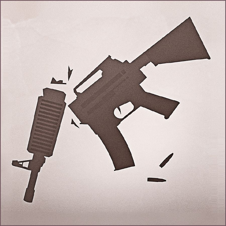 粉々にされた銃