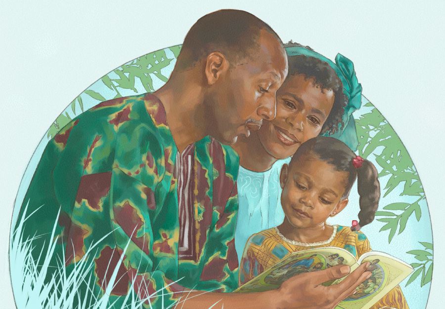Wong tuwa sinau Alkitab karo anaké wédok