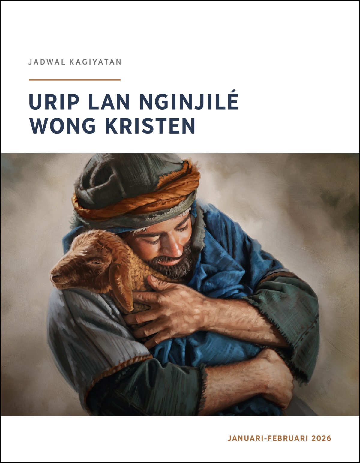 Gembala lagi nggéndhong lan meluk dombané.