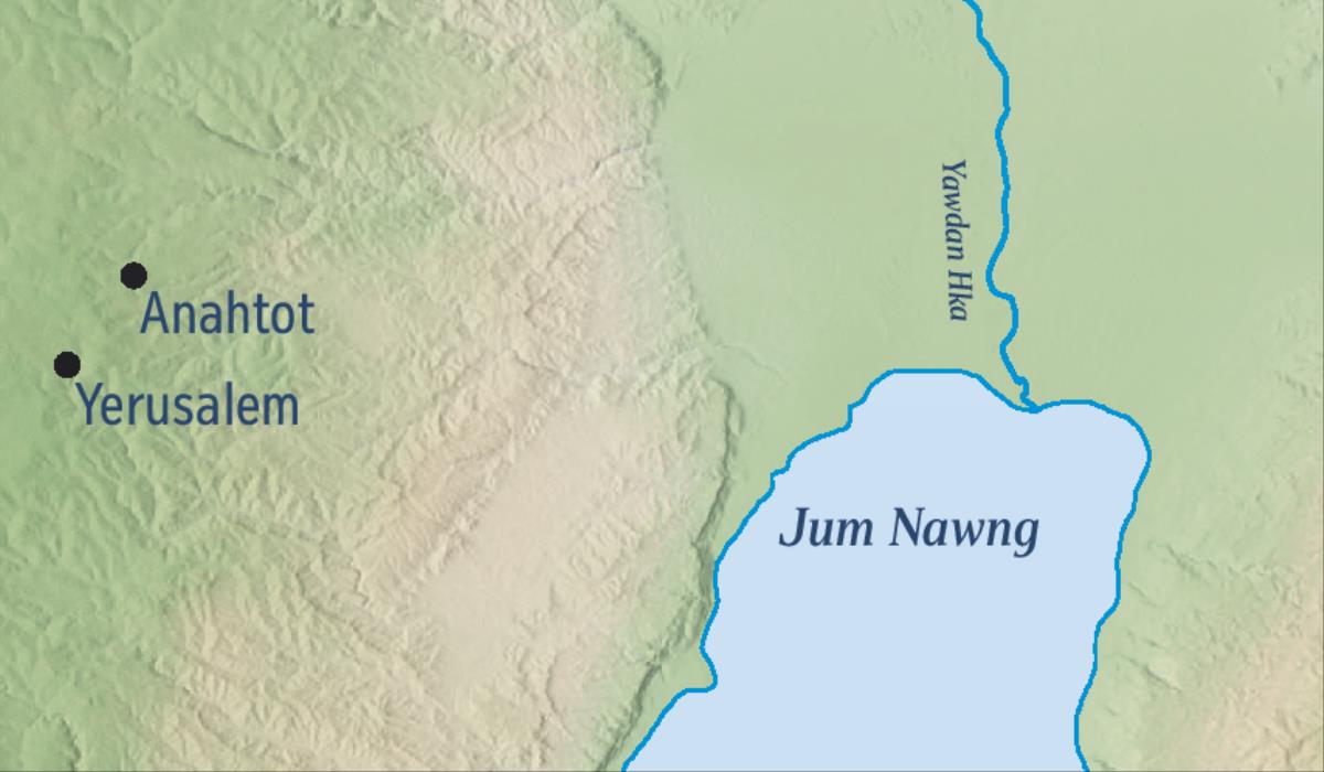 A map showing Jerusalem and Jeremiah’s hometown of Anathoth