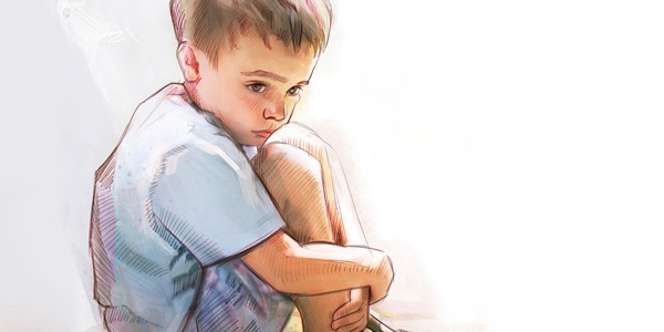 A young boy feeling lonely and afraid