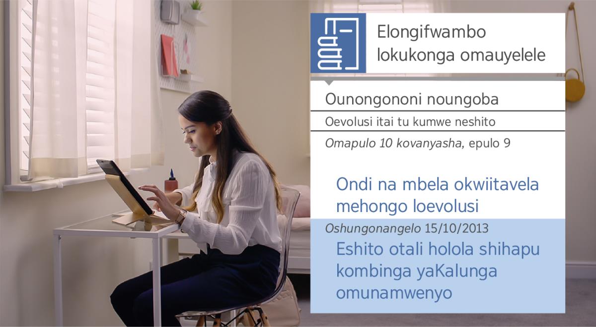 Efano la dja mokavidio “Mona ehafo moshilonga shokuninga ovanhu ovahongwa — Tambula ko ekwafo laJehova — Okupitila moilongifo yokuninga omapekapeko.” Neeta ta longifa “Elongifwambo lokukonga omauyelele” opo a konge ouyelele u na sha neshito.