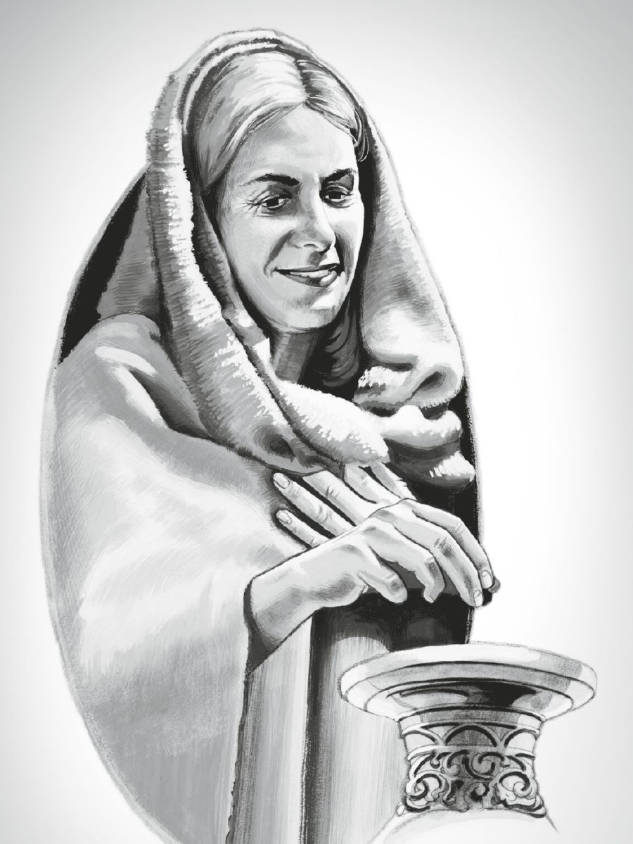 ಒಬ್ಬ ಬಡ ಸ್ತ್ರೀ ಎರಡು ಚಿಕ್ಕ ನಾಣ್ಯಗಳನ್ನು ಆಲಯದಲ್ಲಿ ಹಾಕುತ್ತಿದ್ದಾಳೆ