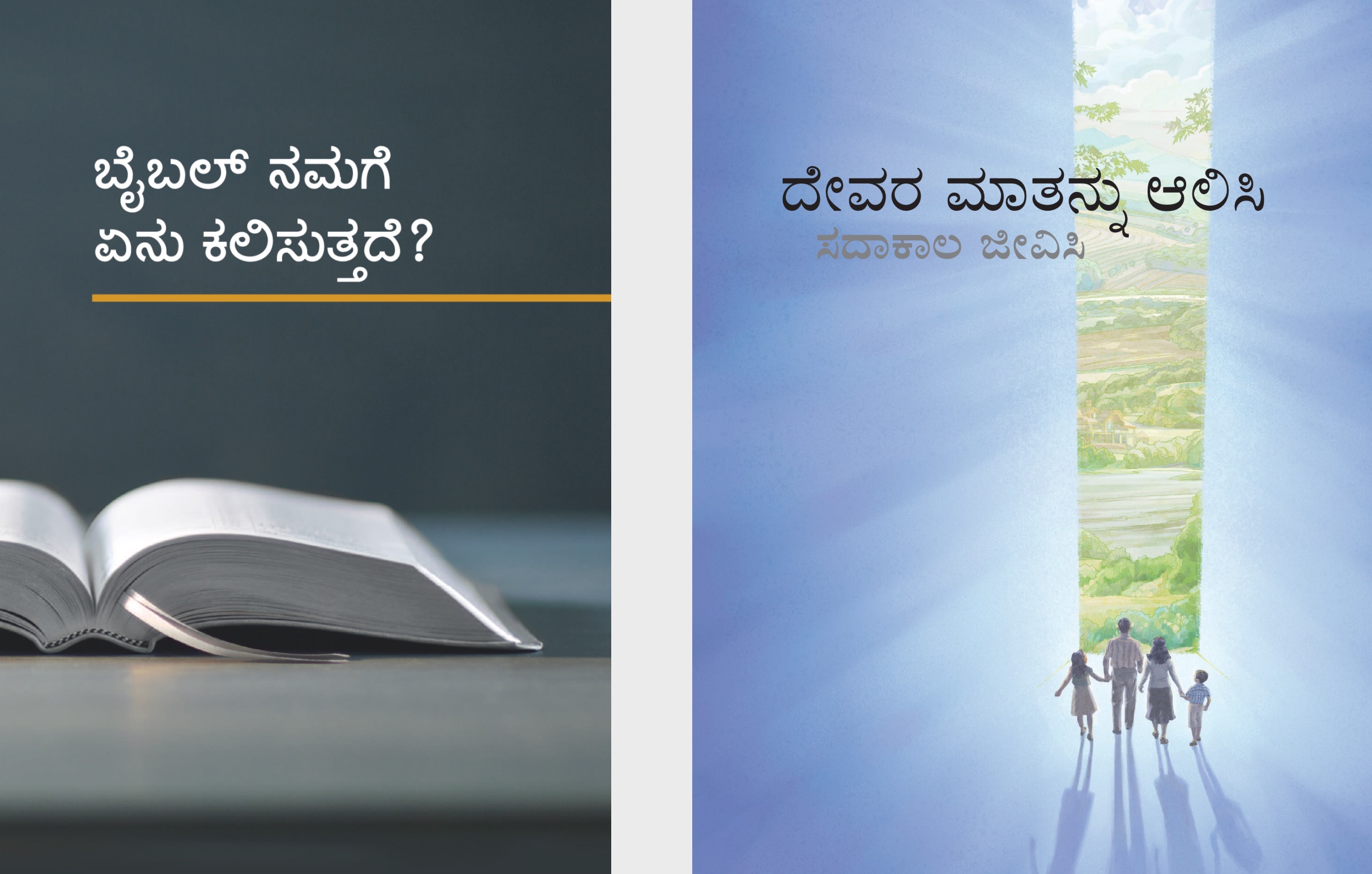 ‘ಬೈಬಲ್‌ ನಮಗೆ ಏನು ಕಲಿಸುತ್ತದೆ?’ ಪುಸ್ತಕ ಮತ್ತು ‘ದೇವರ ಮಾತನ್ನು ಆಲಿಸಿ ಸದಾಕಾಲ ಜೀವಿಸಿ’ ಕಿರುಹೊತ್ತಗೆ