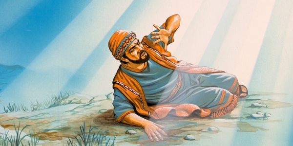 ದಮಸ್ಕಕ್ಕೆ ಹೋಗುವ ದಾರಿಯಲ್ಲಿ, ಪಾಕಾಶವಾದ ಬೆಳಕು ಹೊಳೆಯುತ್ತದೆ ಮತ್ತು ಸೌಲ ನೆಲದಲ್ಲಿ ಬೀಳುತ್ತಾನೆ