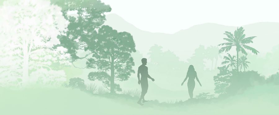 에덴동산에 있는 아담과 하와