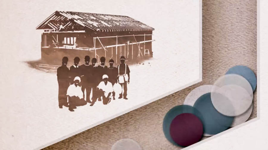 ‘여호와께 드릴 예물’ 동영상에 나오는 한 장면. 헌금이 신권 시설들을 건축하는 데 사용되고 있다.