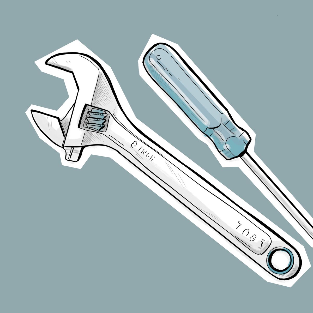 Wrench ne screwdriver.
