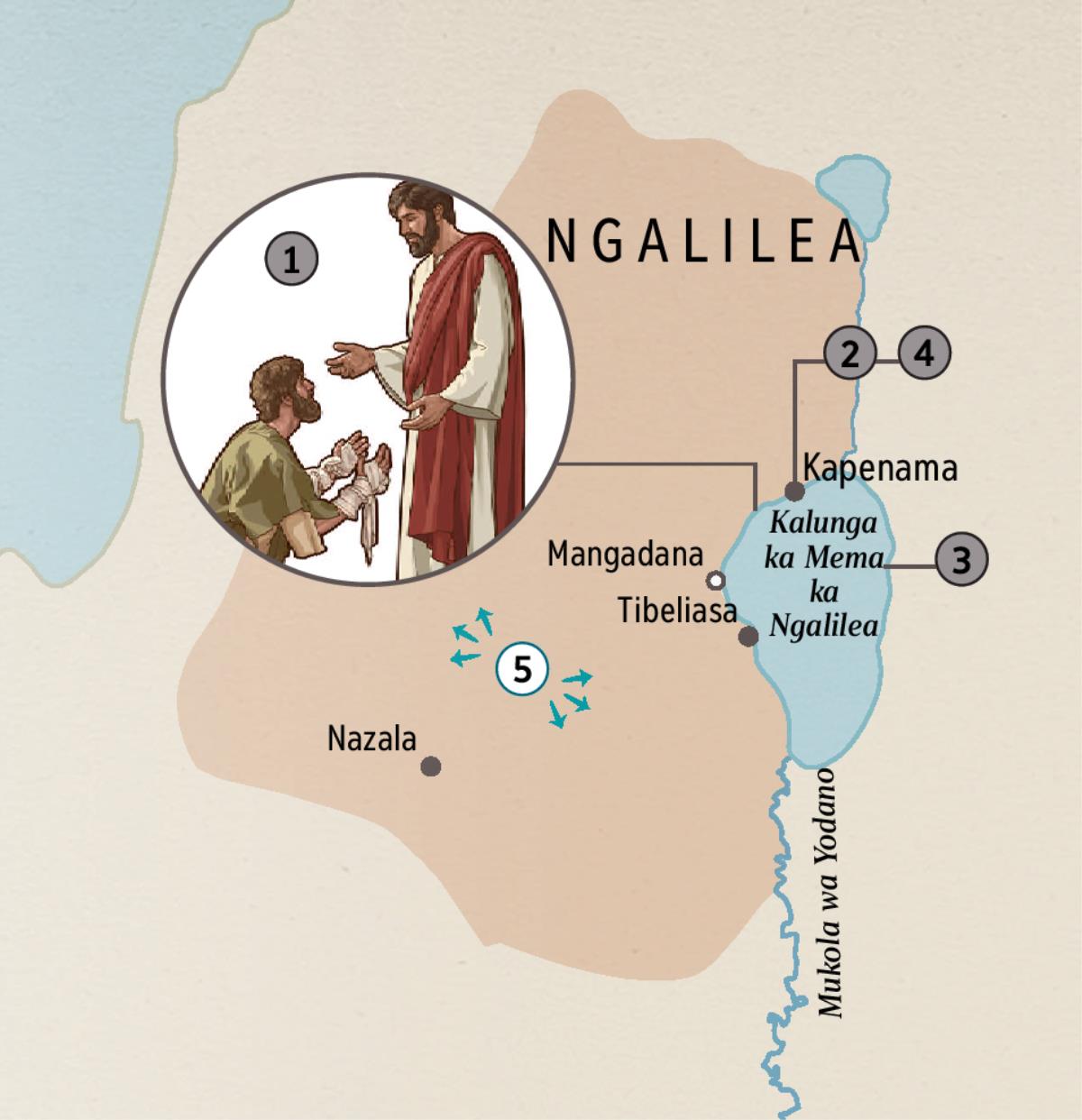 Mizhi ya mu Ngalilea Yesu mo abukanga bantu