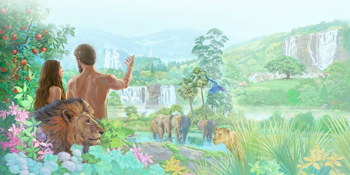 에덴동산에 있는 아담과 하와