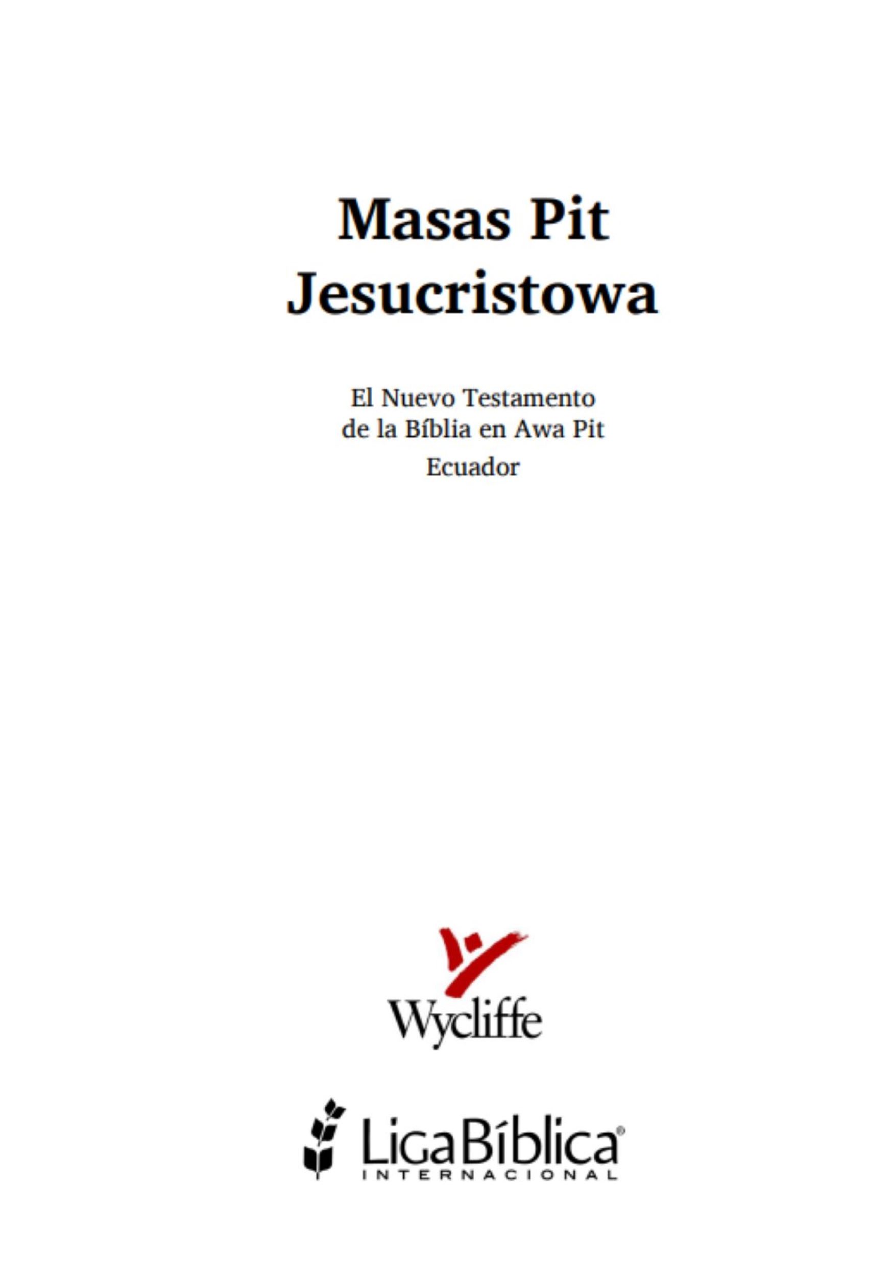 Portada de La Biblia. Masas Pit Jesucristowa (Liga Bíblica Internacional)