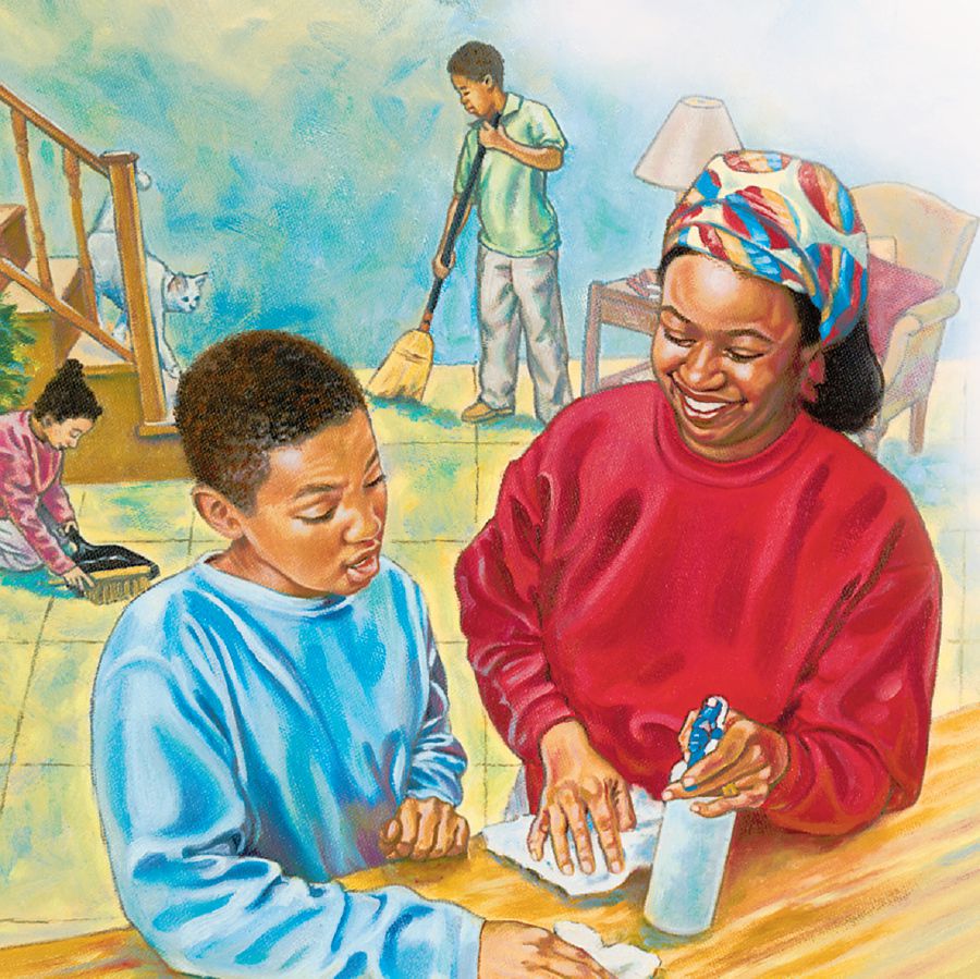 Bana bazali kosalisa mama na bango mpo na kopɛtola ndako