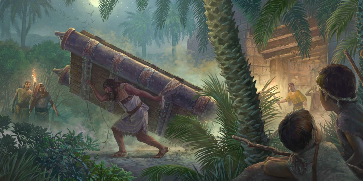 Samson carrying Gaza city gate