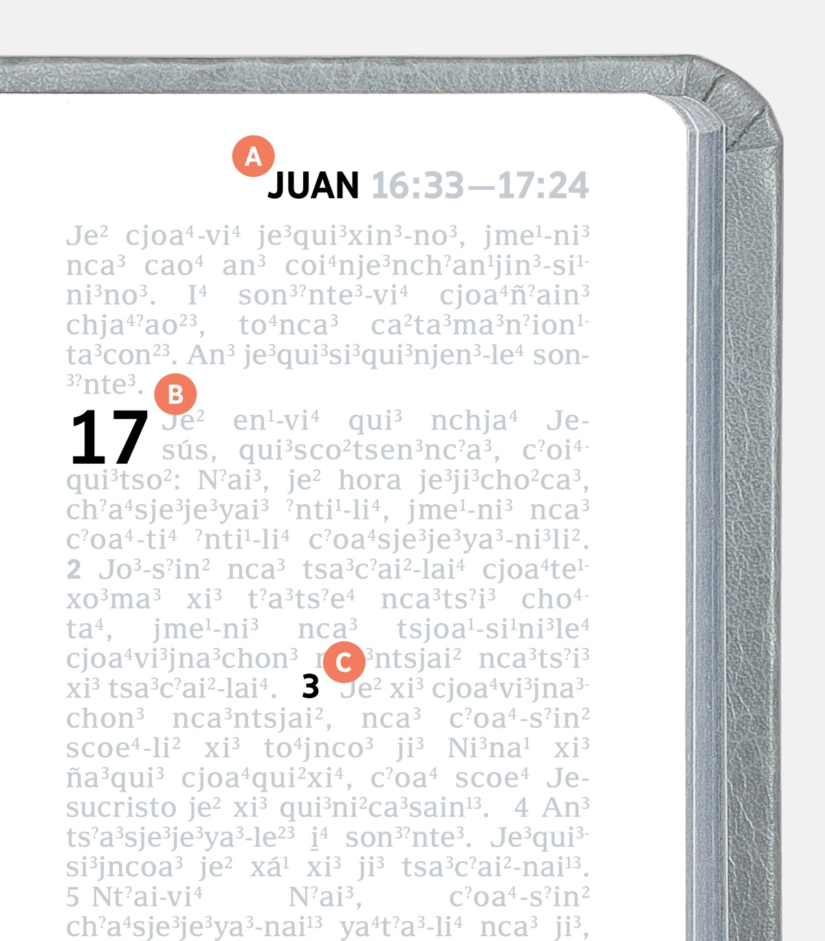 Ya jñani matsen je Biblia kui tíjnale A, B, kao C.