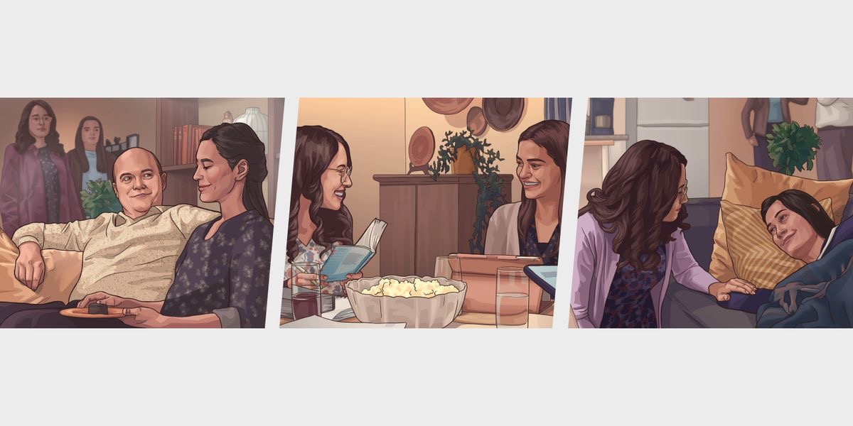 Zimaz: Bann foto ki sorti dan video “Res Zwaye dan To Fami.” 1. Bann tifi pe obzerv zot bann paran kan zot pe manz enn bout gato ansam. 2. Bann tifi pe riy ar sakenn zot kamarad pandan ladorasion an fami. 3. Enn parmi bann tifi get so mama ki pe alonze lor sofa parski li malad.