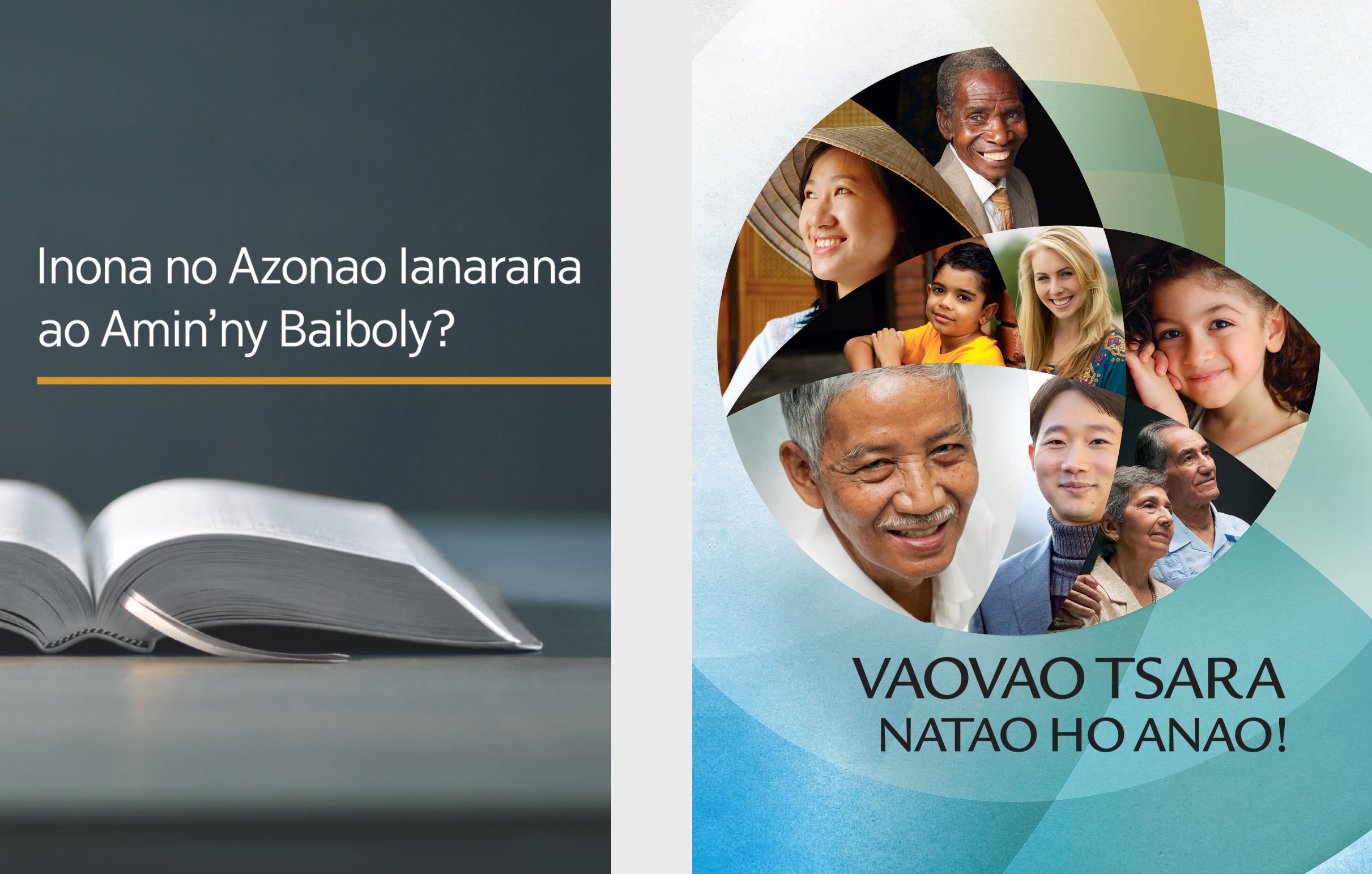 Boky ‘Inona no Azonao Ianarana ao Amin’ny Baiboly?’ sy bokikely ‘Vaovao Tsara Natao ho Anao!’