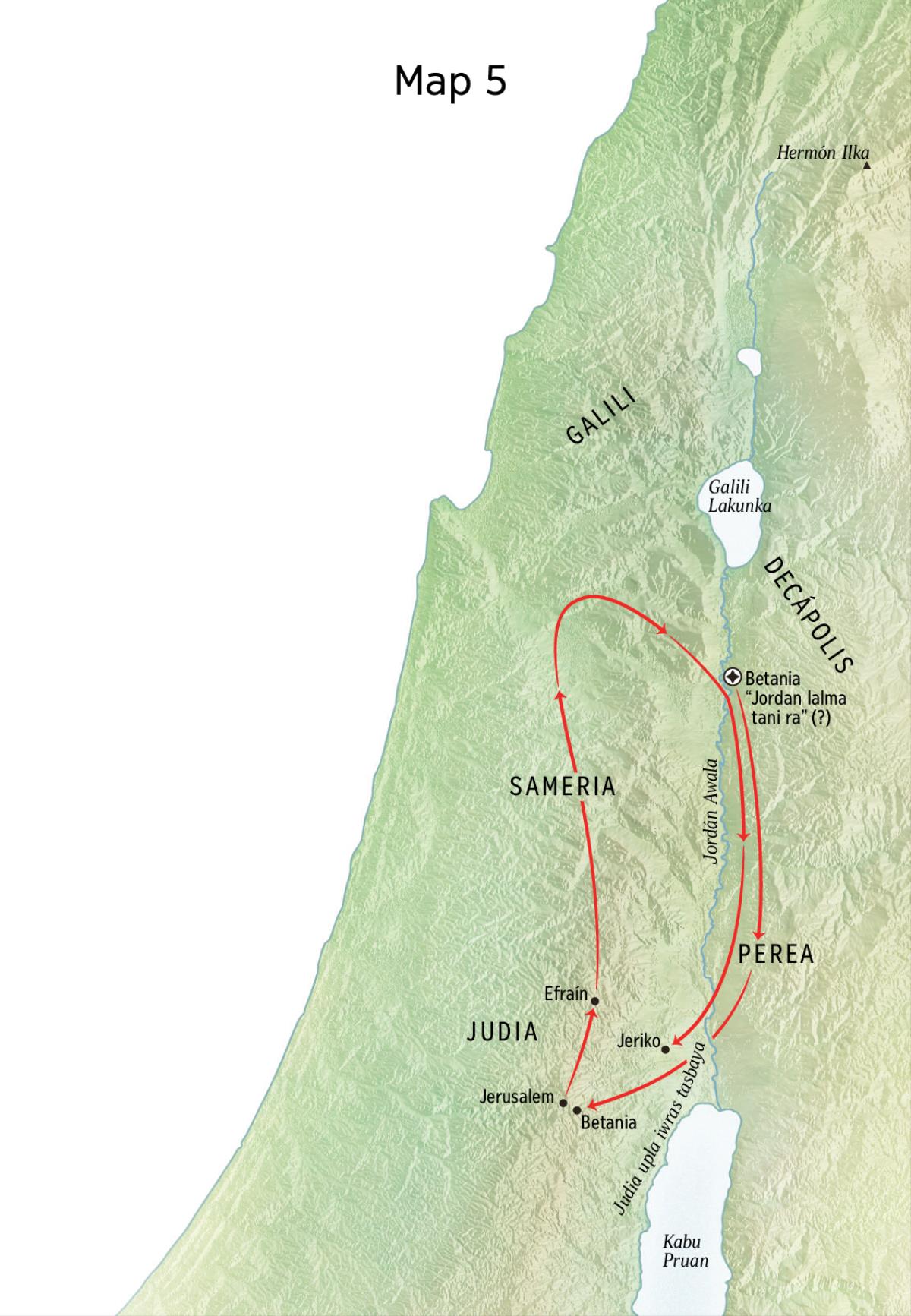 Jisas ba Betania, Jeriko bara Perea ra smalkan ba mapka