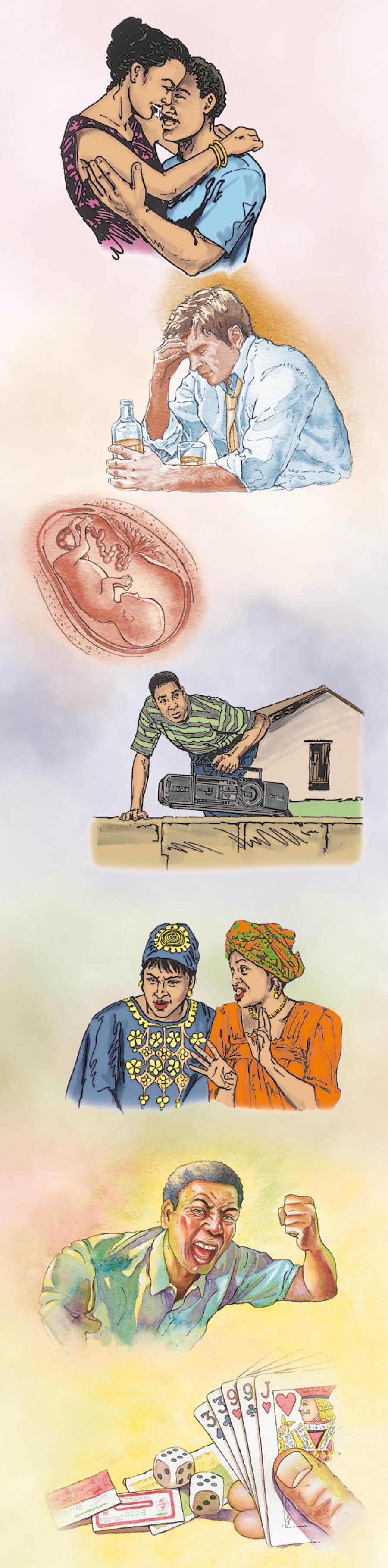 Samfala smting wea Jehovah heitim nao sin saed long sex, drunk, killim dae baby wea no born yet, steal, laea, no savve kontrolem kros, and gamble