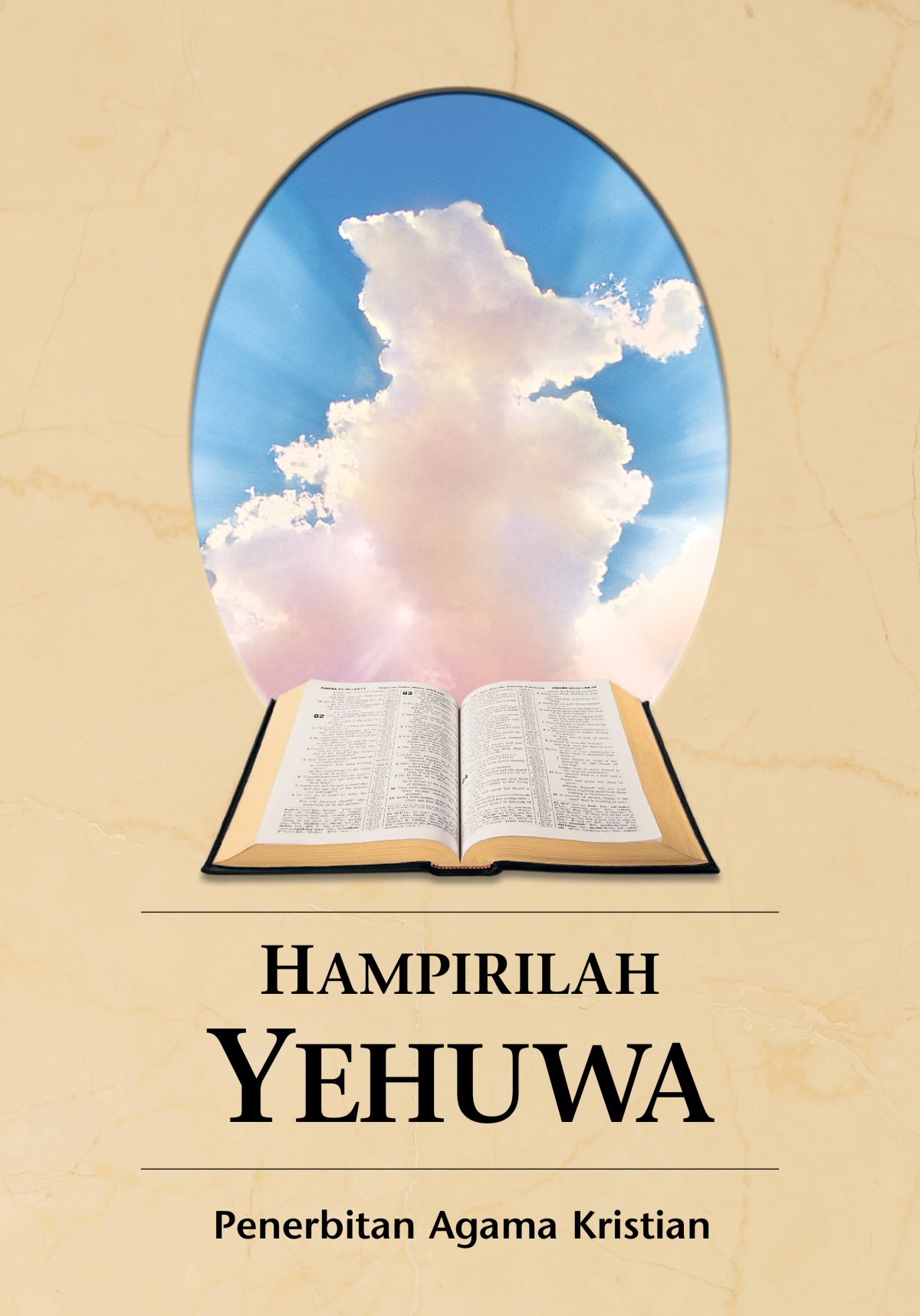Buku “Hampirilah Yehuwa.” Bible yang terbuka dan sinaran matahari yang indah.