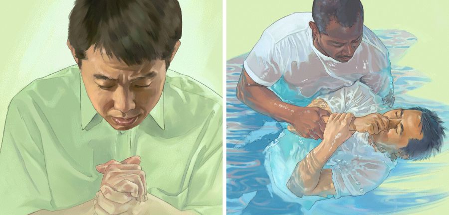 Seorang lelaki membaktikan diri kepada Yehuwa melalui doa dan kemudian dibaptis