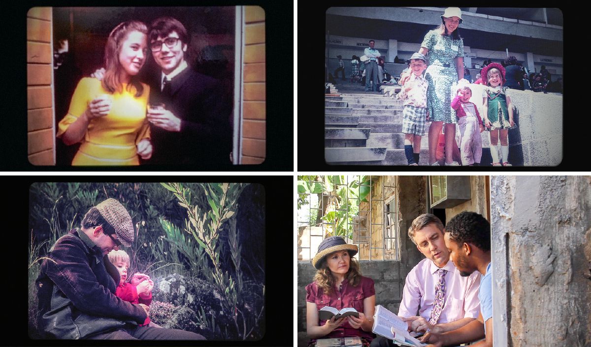 Abilio dan Ulla Amorim pada hari perkahwinan mereka, bersama anak mereka, dan salah seorang anak lelaki mereka bersama isterinya sedang menginjil