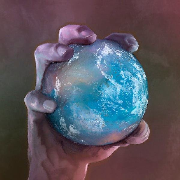 Satu tangan memegang planet bumi