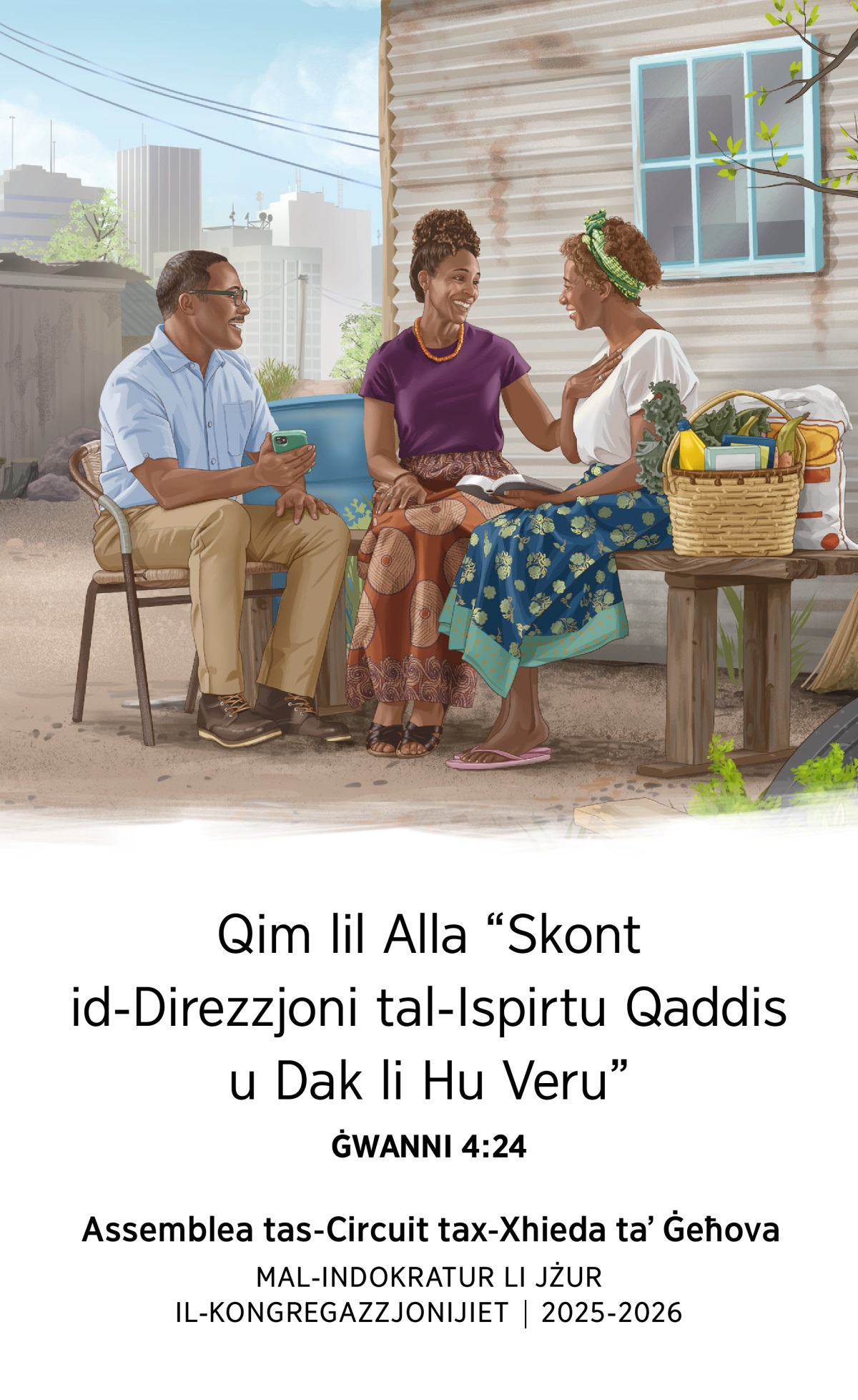 Oħt li tgħix ġo dar żgħira u sempliċi f’belt kbira qed tirċievi inkuraġġiment mill-Bibbja mingħand koppja Xhieda li ġabulha xi ikel u affarijiet bżonjużi oħra.
