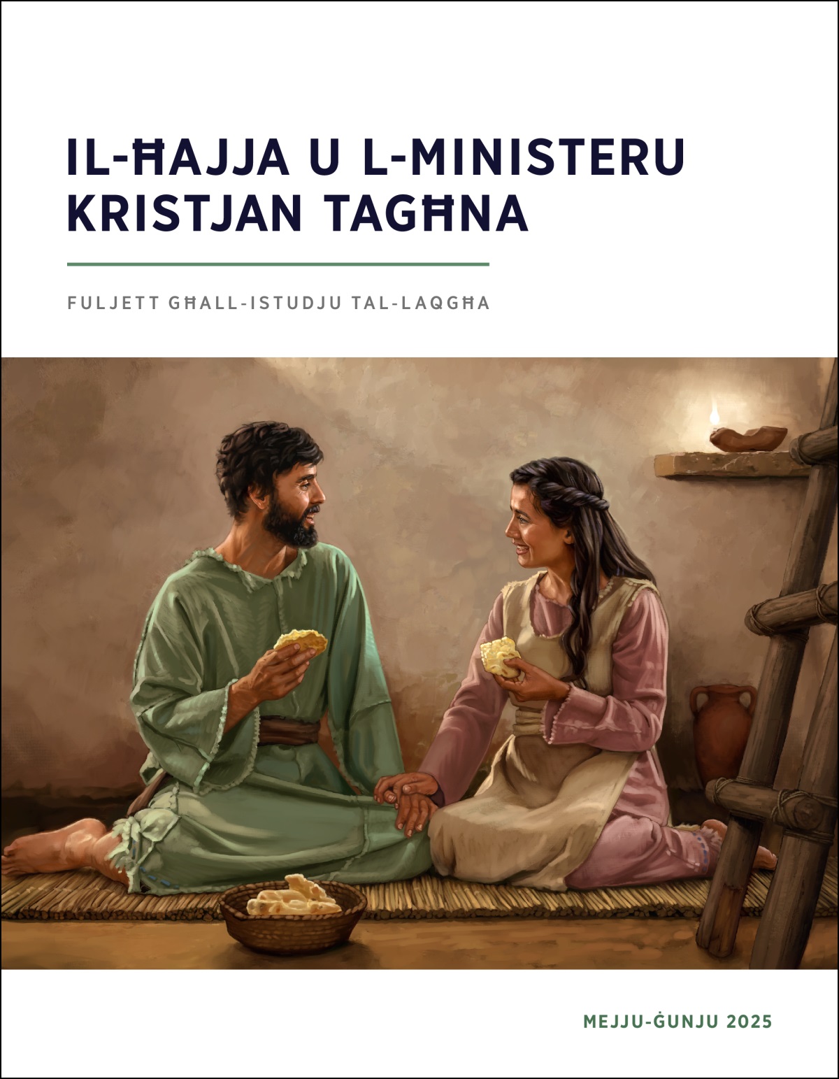 Koppja fi żmien l-Iżraelin qed jieklu l-ħobż fid-dar sempliċi tagħhom.