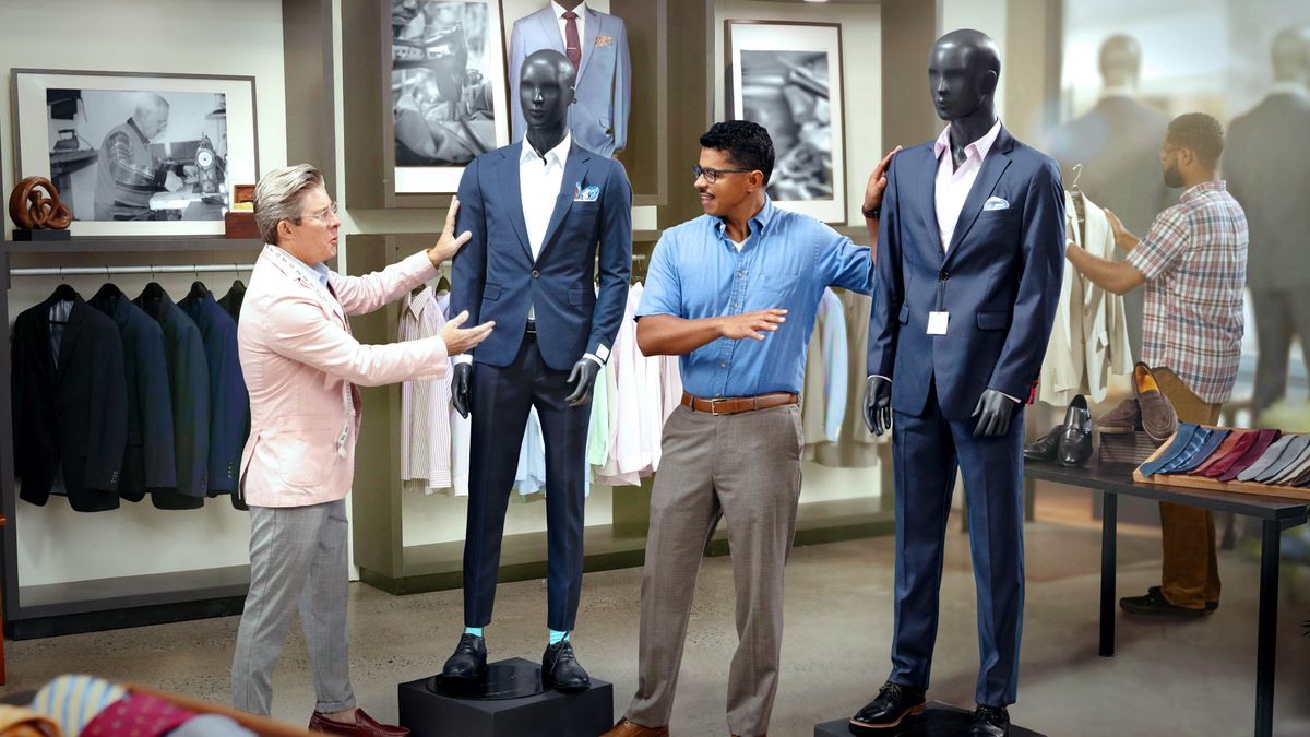 Ħu żagħżugħ qiegħed f’ħanut u s-salesman qed jurih suit dejqa ħafna. Imma l-ħu jistaqsih jekk għandux suits iktar modesti.